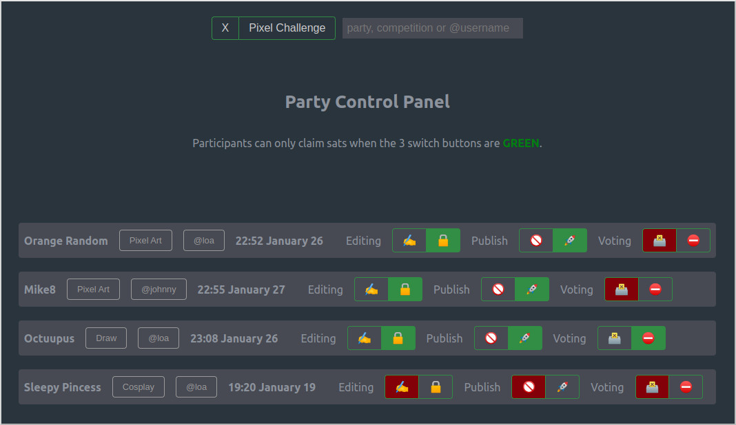 live event control panel