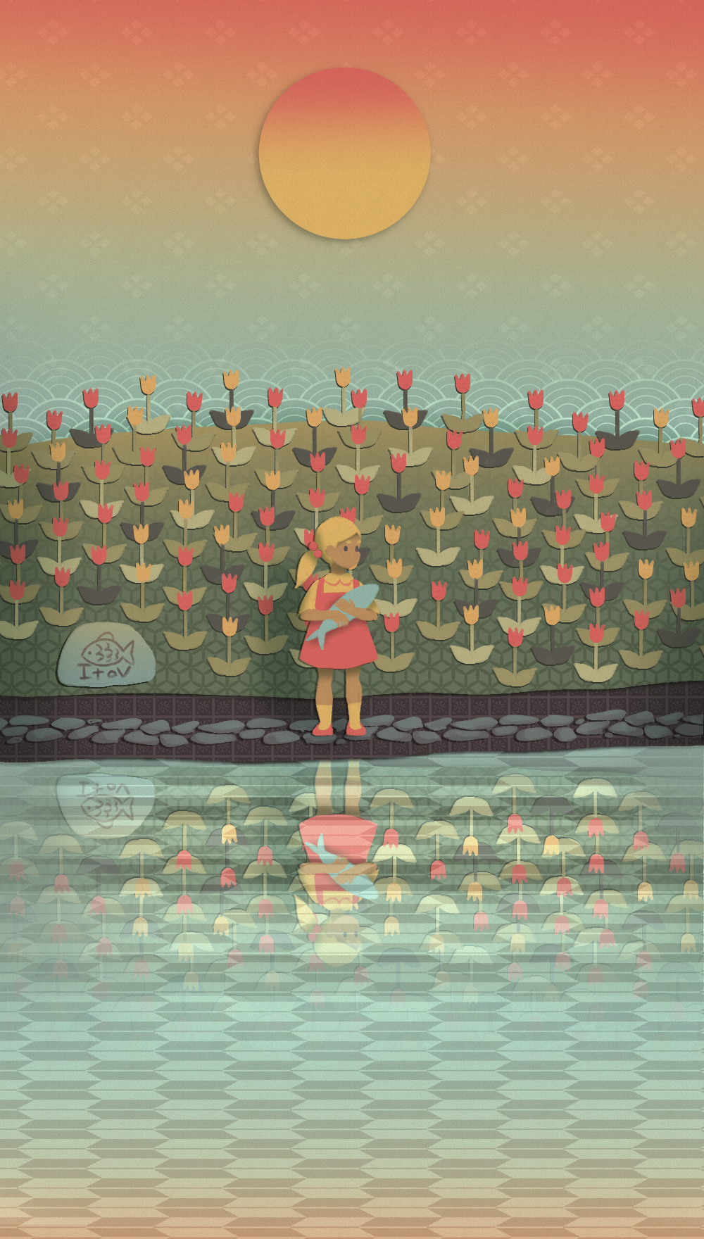 Little girl and the fish